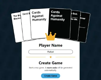 React card game home screen